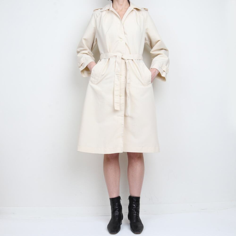 Vintage 1970s Cream White Trench Coat Size M/L